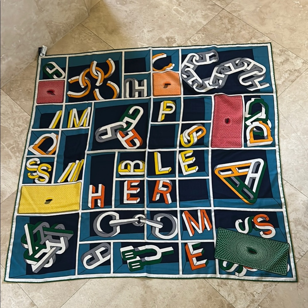 Hermès Multicolor Graphic cashmere Silk Scarf - Picture 1 of 6